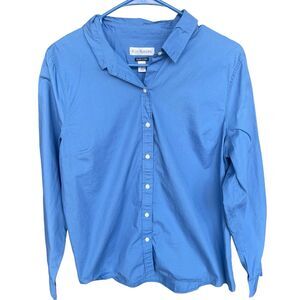 Kim Rogers Button Down Shirt Womens Large Easy Care Blue Long Sleeve Casual